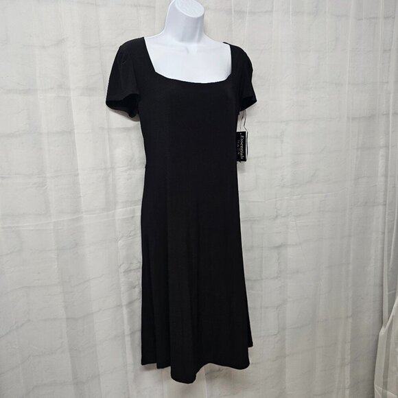 NWT Essentials A.B.S. Black Minimalist Goth Dress Shift Coquette M - Picture 4 of 13